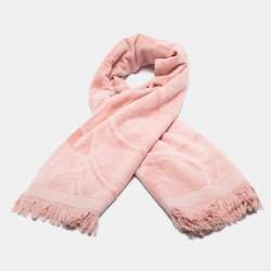 Pre Owned Chanel Pink Camelia CC Logo Beach Cotton Towel 