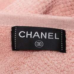 Pre Owned Chanel Pink Camelia CC Logo Beach Cotton Towel 