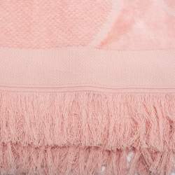 Pre Owned Chanel Pink Camelia CC Logo Beach Cotton Towel 