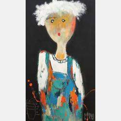 Le Peintre En Bleu By Christine Barres, France,2024 (55 X 33)