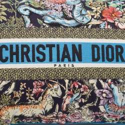  Dior Blue Embroidered Cotton Blend D-Constellation Rectangular Pillow