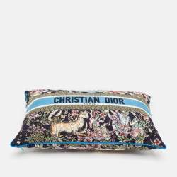 Dior Blue Embroidered Cotton Blend D-Constellation Rectangular Pillow