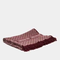 Dior Burgundy Oblique Cashmere Blend Throw Blanket