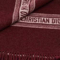 Dior Burgundy Oblique Cashmere Blend Throw Blanket