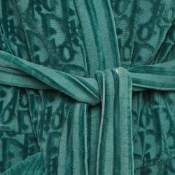 Pre Owned Dior Homme Green Logo Terry Bathrobe M