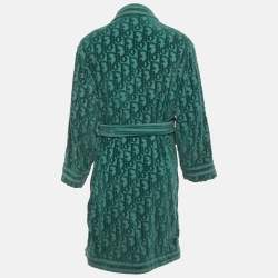 Pre Owned Dior Homme Green Logo Terry Bathrobe M