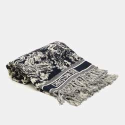 Dior Navy Blue Toile De Jouy Cotton Reverse Towel