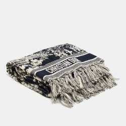 Dior Navy Blue Toile De Jouy Cotton Reverse Towel