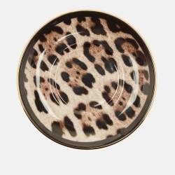 Pre Owned Dolce & Gabbana Leopard Print Porcelain Espresso Cup and Saucer Set