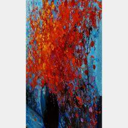 Red Flowers In Black Vase By Eric Bruni, France,2023 (46 X 38)