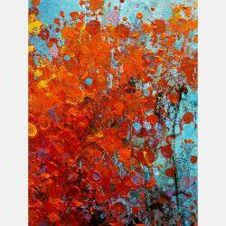 Red Flowers In Black Vase By Eric Bruni, France,2023 (46 X 38)