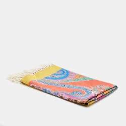 Pre Owned Etro Multicolor Paisley Print Cotton Plaid Throw