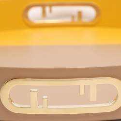 Pre Owned صينية مستديرة من الجلد بيج/أصفر فيندي O’Lock