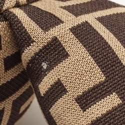 Pre Owned Fendi Kids Brown FF Logo Jersey Teddy Bear