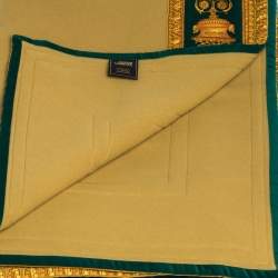 Gianni Versace Beige & Green Medusa Pattern Wool Blanket (Available For UAE Customers Only)