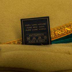 Gianni Versace Beige & Green Medusa Pattern Wool Blanket