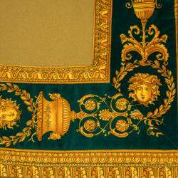 Gianni Versace Beige & Green Medusa Pattern Wool Blanket