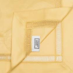 Gianni Versace Vintage Mustard Yellow Medusa Pattern Placemat & Napkin Set
