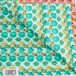 Gianni Versace Vintage Green Sea Life Print Placemat & Napkin Set 
