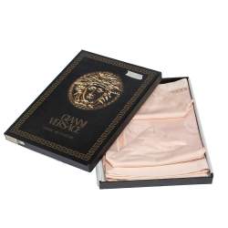 Gianni Versace Vintage Salmon Pink Medusa Pattern Placemat & Napkin Set