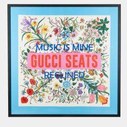 Gucci X Sony Music Multicolor Floral Print Framed Silk Scarf