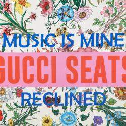 Gucci X Sony Music Multicolor Floral Print Framed Silk Scarf