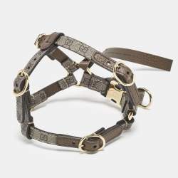 Gucci Brown GG Supreme Canvas and Leather Dog Harness