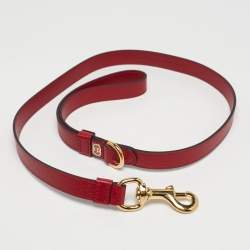Pre Owned Gucci Red Leather Small/Medium Pet Leash