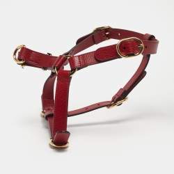 Pre Owned Gucci Red Leather Pet Harness M
