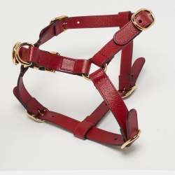 Pre Owned Gucci Red Leather Pet Harness M