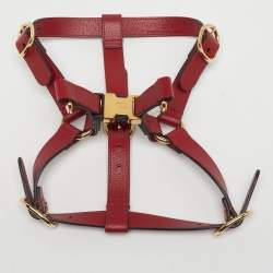 Pre Owned Gucci Red Leather Pet Harness M