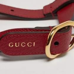 Pre Owned Gucci Red Leather Pet Harness M