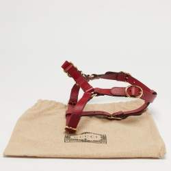 Pre Owned Gucci Red Leather Pet Harness M