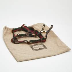 Pre Owned Gucci Brown Leather and Web Pet Harness M