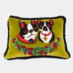 Gucci Green 'Bosco and Orso' Needlepoint Cushion 