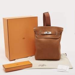 Hermès Fauve Barenia Faubourg Leather Palladium Finish Hac A Dos GM Backpack