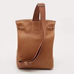 Hermès Fauve Barenia Faubourg Leather Palladium Finish Hac A Dos GM Backpack