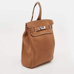 Hermès Fauve Barenia Faubourg Leather Palladium Finish Hac A Dos GM Backpack