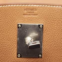 Hermès Fauve Barenia Faubourg Leather Palladium Finish Hac A Dos GM Backpack