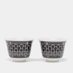Hermès Noir Porcelain H Deco Mini Cup Set of 2