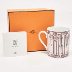 Hermes Rouge Porcelain H Deco Mug