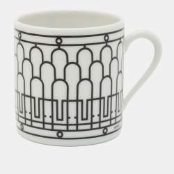 Hermès Black/White H Deco Coffee Cup and Saucer Set of 2