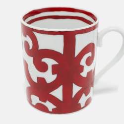 Pre Owned Hermès Red/White Porcelain Balcon du Guadalquivir Mugs Set of 2