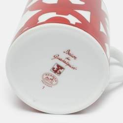 Pre Owned Hermès Red/White Porcelain Balcon du Guadalquivir Mugs Set of 2