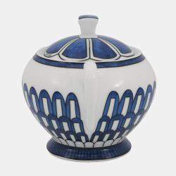 Pre Owned وعاء سكر هيرمس أبيض / أزرق بورسلين