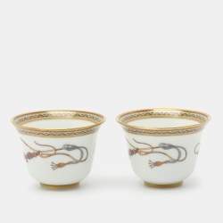 Pre Owned Hermès Porcelain White Cheval d'Orient No.1 Mini Cup Set