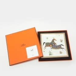 Pre Owned Hermès Porcelain White Cheval d'Orient No. 4 Square Plate