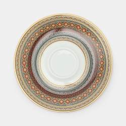 Pre Owned Hermès Porcelain White Cheval d'Orient Tea Cups and Saucers Set 6