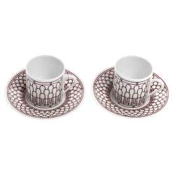 Hermes Rouge H Deco Coffee Cup And Saucer 4-Piece Set
