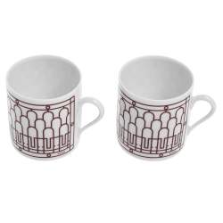 Hermes Rouge H Deco Coffee Cup And Saucer 4-Piece Set